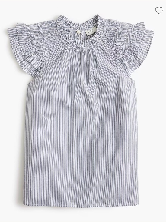J. Crew Tops - J. Crew Navy and White Striped Flutter Sleeve Blouse